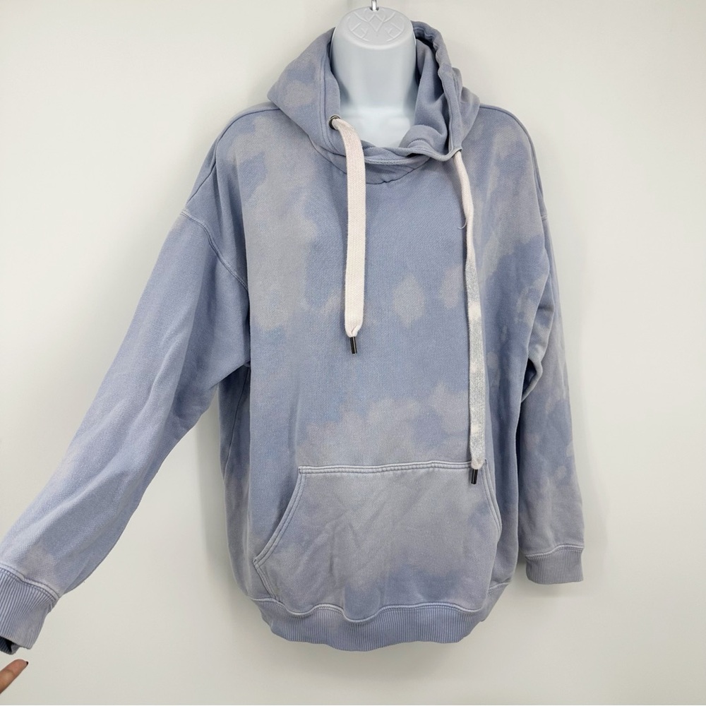 Aerie Blue Custom Bleach Splatter Hoodie Size Small Loungewear
